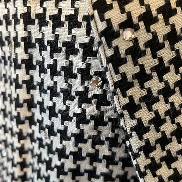 Vintage Black & White Weaved Houndstooth Blazer w/sequins trim detail Size 10 - Picture 9 of 17